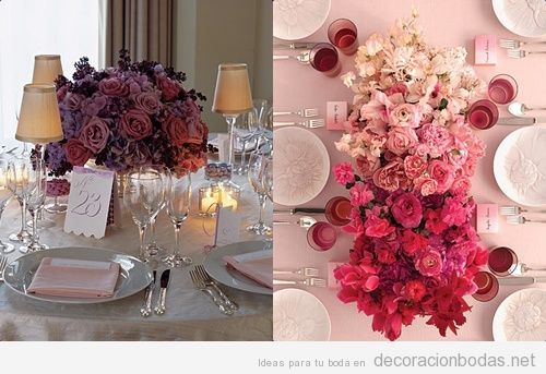 Dos centros de mesa a base de rosas preciosas • Decoración bodas