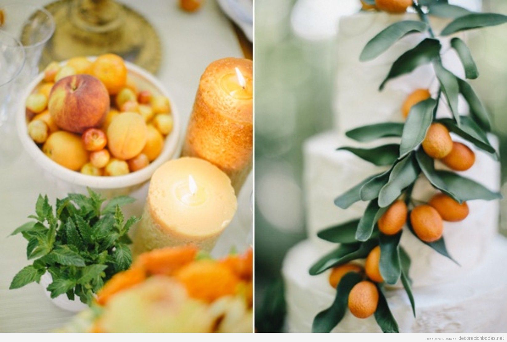 Ideas para decorar una boda en tonos naranjas con frutas