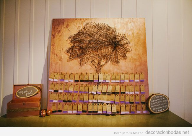 String Art con forma de árbol, idea para decorar una boda