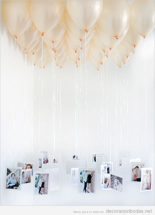 Ideas originales para boda, globo de helio con foto de los novios
