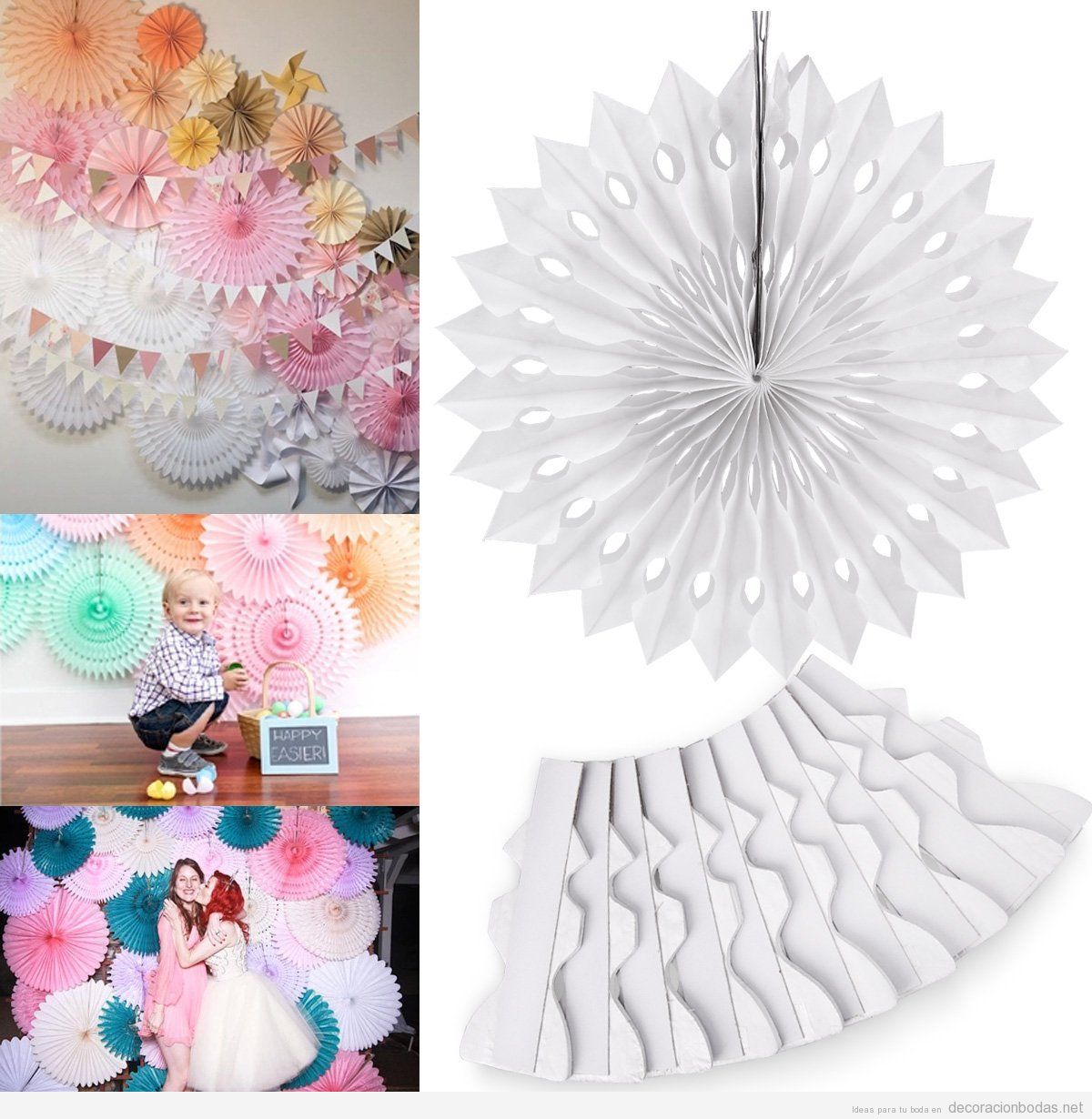 Inferior visual Sinewi Abanicos de papel para decorar boda, set de 10 piezas por 7,99€ •  Decoración bodas