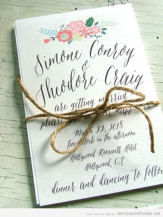 Invitaciones boda escritas a mano con bonita caligrafía y dibujos 3