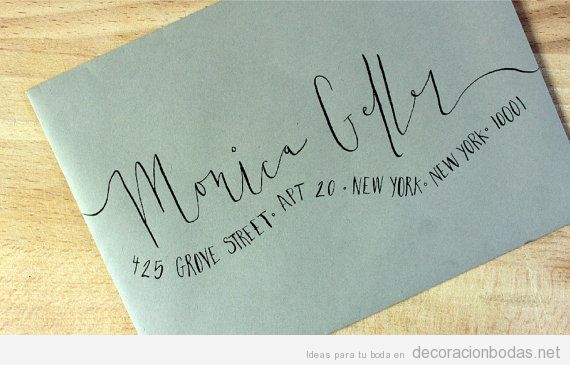 Invitaciones boda escritas a mano con bonita caligrafía y dibujos