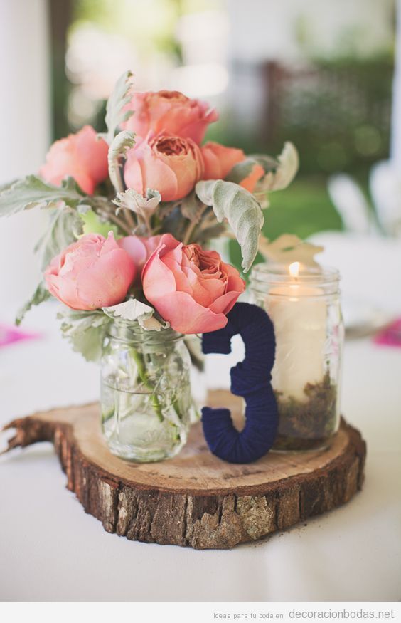Rosas color rosa para decorar mesa boda