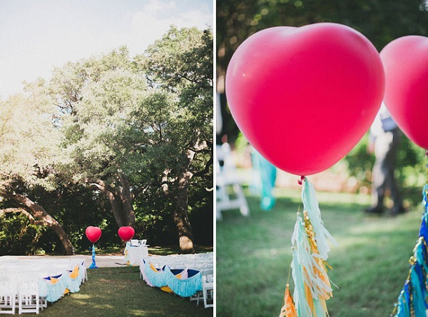 Decoración con globos para bodas, ceremonia en exterior